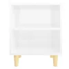  2 db magasfényű fehér éjjeliszekrény fa lábakkal 40x30x50 cm