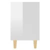  2 db magasfényű fehér éjjeliszekrény fa lábakkal 40x30x50 cm
