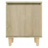  tölgyszínű éjjeliszekrény tömör fa lábakkal 40 x 30 x 50 cm
