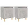  2 db betonszürke éjjeliszekrény tömör fa lábakkal 40x30x50 cm