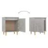  2 db betonszürke éjjeliszekrény tömör fa lábakkal 40x30x50 cm