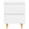  2 db magasfényű fehér éjjeliszekrény fenyő lábbakkal 40x35x50cm