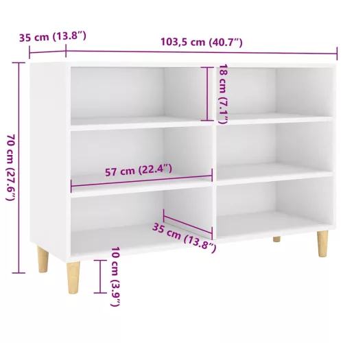  fehér szerelt fa tálalószekrény 103,5 x 35 x 70 cm