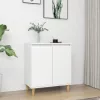  fehér szerelt fa tálalószekrény tömör falábakkal 60x35x70 cm