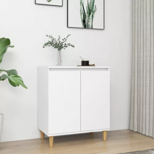 fehér szerelt fa tálalószekrény tömör falábakkal 60x35x70 cm