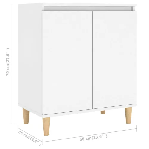  fehér szerelt fa tálalószekrény tömör falábakkal 60x35x70 cm