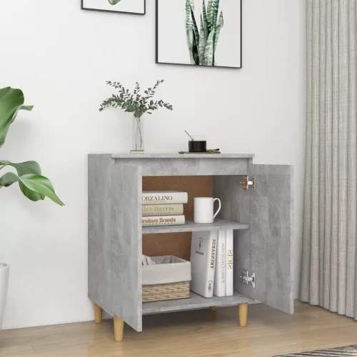  betonszürke szerelt fa tálalószekrény falábakkal 60x35x70 cm