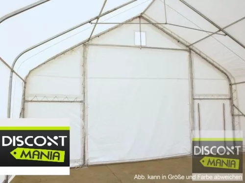 TP Everest 4x8m 3m oldalmagas raktársátor nehezen éghető PRIMEtex 2300 ponyvával, tetőablakkal, szürke