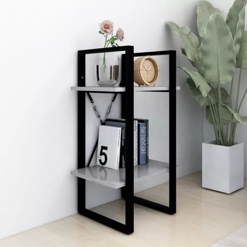  2-szintes betonszürke szerelt fa könyvszekrény 40 x 30 x 70 c