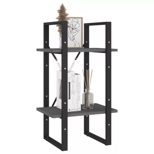  kétszintes szürke tömör fenyőfa könyvszekrény 40 x 30 x 70 cm