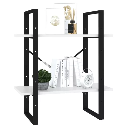  kétszintes fehér szerelt fa könyvszekrény 60 x 30 x 70 cm