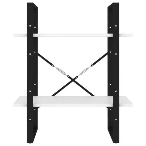  kétszintes fehér szerelt fa könyvszekrény 60 x 30 x 70 cm