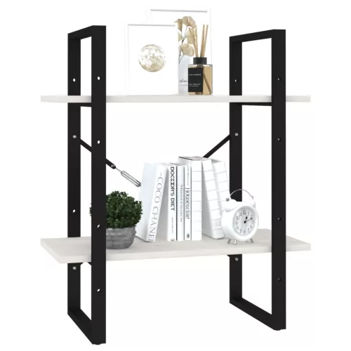  kétszintes fehér tömör fenyőfa könyvszekrény 60 x 30 x 70 cm