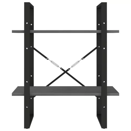  kétszintes szürke tömör fenyőfa könyvszekrény 60 x 30 x 70 cm