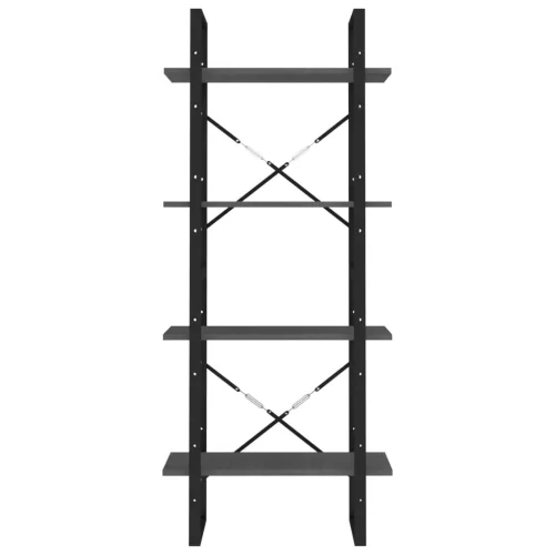  négyszintes szürke tömör fenyőfa könyvszekrény 60 x 30 x 140 cm