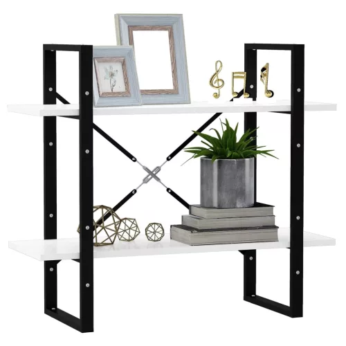  2-szintes fehér szerelt fa könyvszekrény 80 x 30 x 70 cm