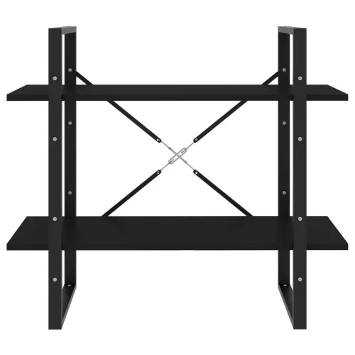  2-szintes fekete szerelt fa könyvszekrény 80 x 30 x 70 cm