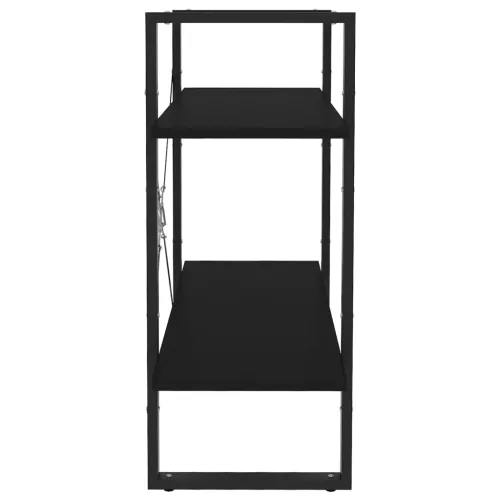 2-szintes fekete szerelt fa könyvszekrény 80 x 30 x 70 cm