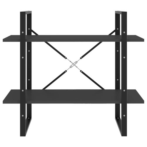  2-szintes szürke szerelt fa könyvszekrény 80 x 30 x 70 cm