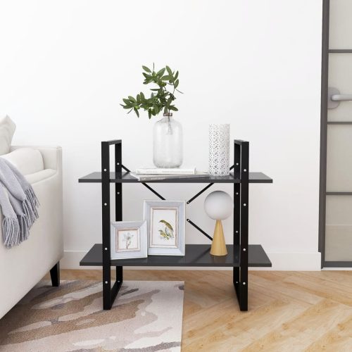  2-szintes szürke szerelt fa könyvszekrény 80 x 30 x 70 cm