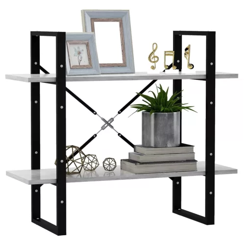  2-szintes betonszürke szerelt fa könyvszekrény 80 x 30 x 70 cm