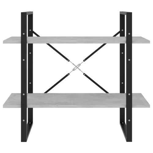  2-szintes betonszürke szerelt fa könyvszekrény 80 x 30 x 70 cm