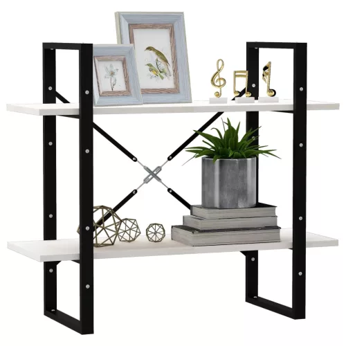  kétszintes fehér tömör fenyőfa könyvszekrény 80 x 30 x 70 cm