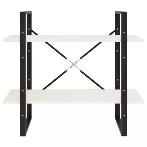  kétszintes fehér tömör fenyőfa könyvszekrény 80 x 30 x 70 cm