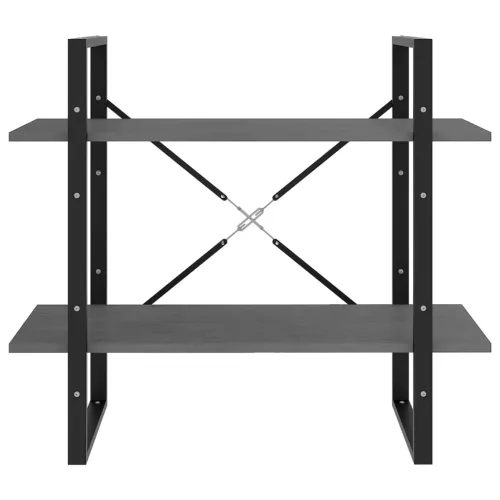  kétszintes szürke tömör fenyőfa könyvszekrény 80 x 30 x 70 cm