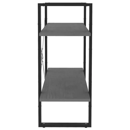  kétszintes szürke tömör fenyőfa könyvszekrény 80 x 30 x 70 cm