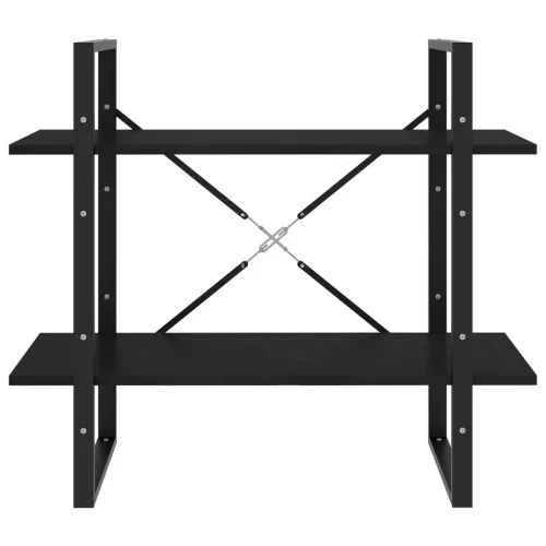  kétszintes fekete tömör fenyőfa könyvszekrény 80 x 30 x 70 cm