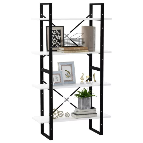  négyszintes fehér szerelt fa könyvszekrény 80 x 30 x 140 cm