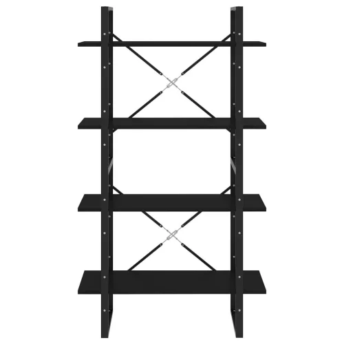  négyszintes fekete szerelt fa könyvszekrény 80 x 30 x 140 cm