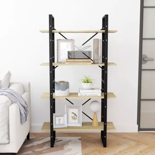  négyszintes sonoma tölgy színű könyvszekrény 80 x 30 x 140 cm