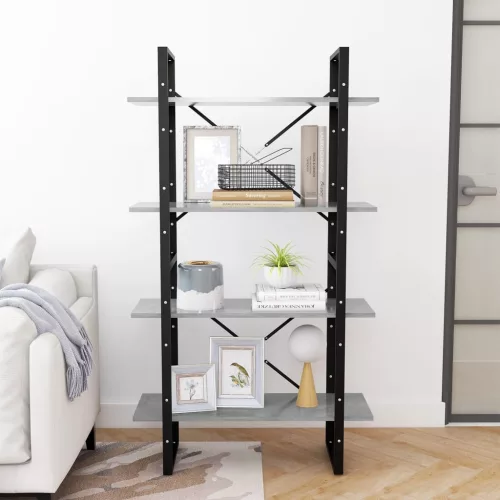  négyszintes betonszürke szerelt fa könyvszekrény 80x30x140 cm