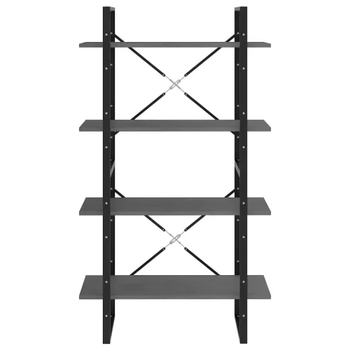  négyszintes szürke tömör fenyőfa könyvszekrény 80 x 30 x 140 cm