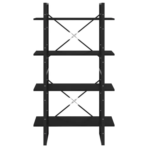  négyszintes fekete tömör fenyőfa könyvszekrény 80 x 30 x 140 cm