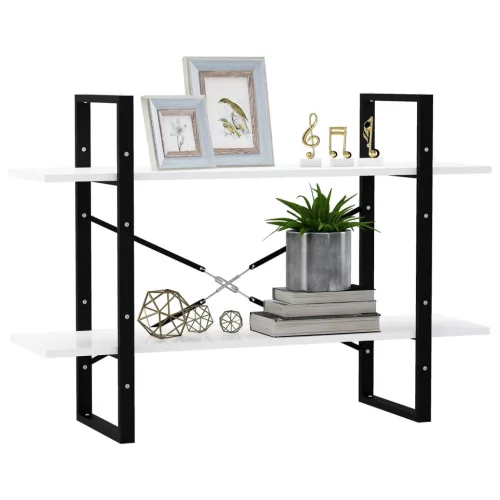  kétszintes fehér szerelt fa könyvszekrény 100 x 30 x 70 cm