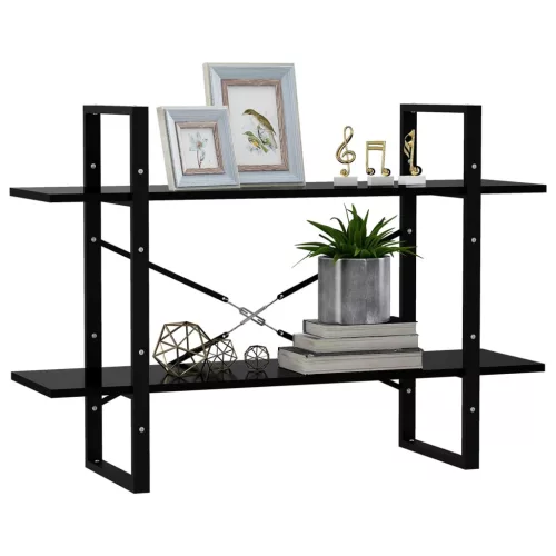  kétszintes fekete szerelt fa könyvszekrény 100 x 30 x 70 cm