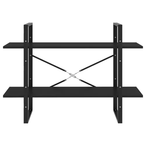  kétszintes fekete szerelt fa könyvszekrény 100 x 30 x 70 cm