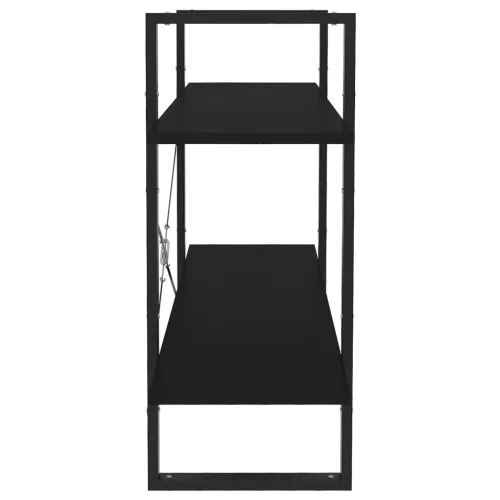  kétszintes fekete szerelt fa könyvszekrény 100 x 30 x 70 cm