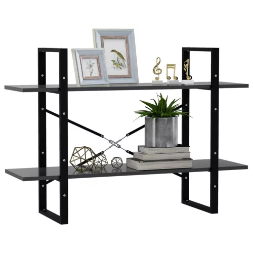  kétszintes szürke szerelt fa könyvszekrény 100 x 30 x 70 cm