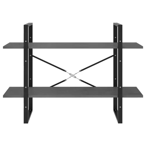  kétszintes szürke tömör fenyőfa könyvszekrény 100 x 30 x 70 cm