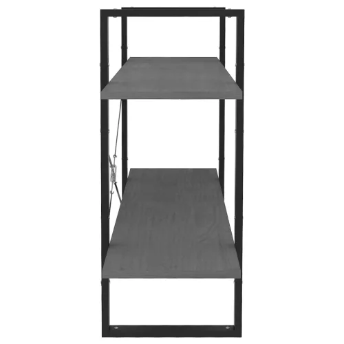  kétszintes szürke tömör fenyőfa könyvszekrény 100 x 30 x 70 cm