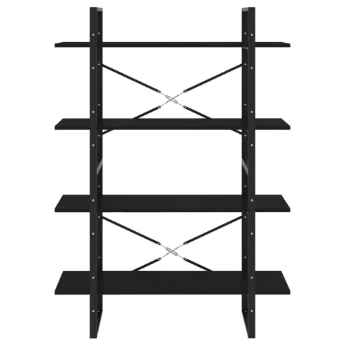  négyszintes fekete szerelt fa könyvszekrény 100 x 30 x 140 cm