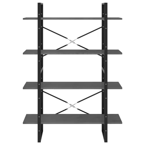  négyszintes szürke tömör fenyőfa könyvszekrény 100x30x140 cm