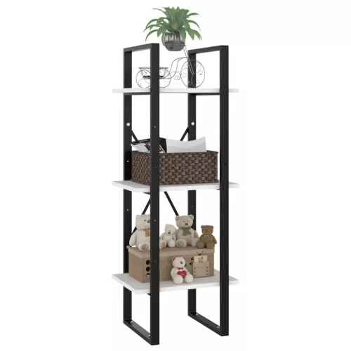  3-szintes fehér szerelt fa könyvszekrény 40 x 30 x 105 cm