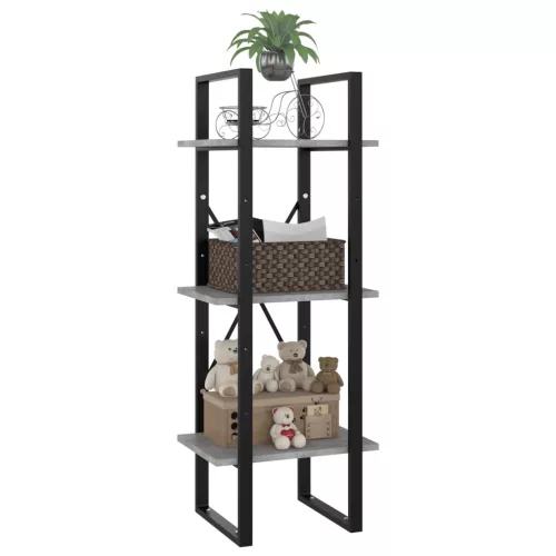  3-szintes betonszürke szerelt fa könyvszekrény 40 x 30 x 105 cm