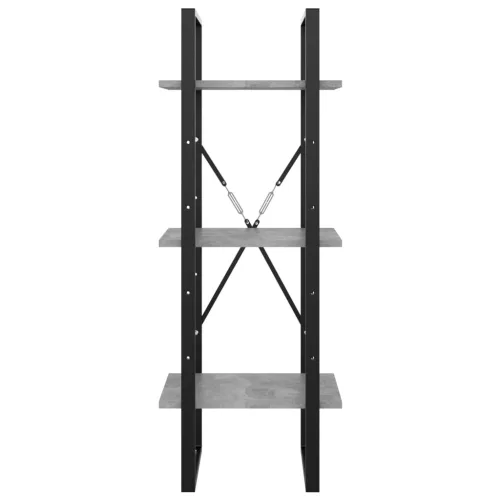  3-szintes betonszürke szerelt fa könyvszekrény 40 x 30 x 105 cm
