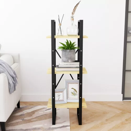  háromszintes tömör fenyőfa könyvszekrény 40 x 30 x 105 cm